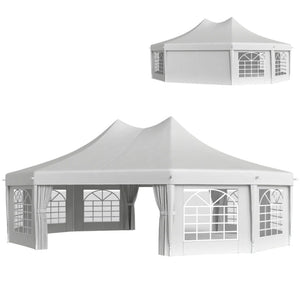English Elm Extra Large Octagonal Wedding Event Tent Steel Frame Pa Polyester Cathedral Windows T3971S00172