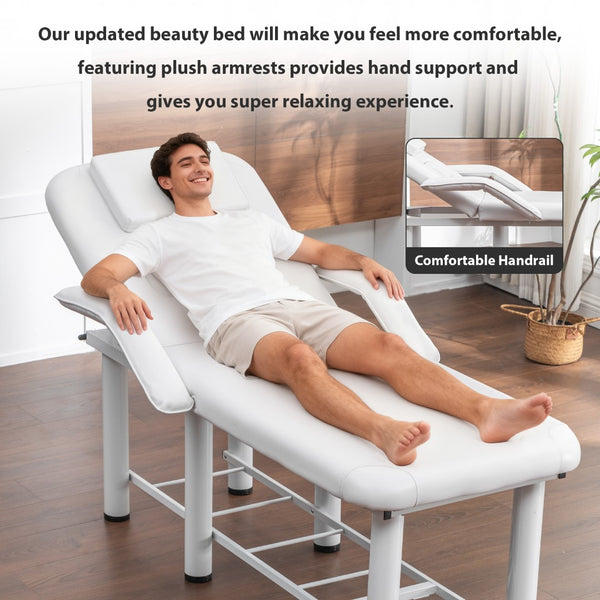 English Elm Professional Spa Treatment Bed with Pu Leather Cushion Steel Frame and Storage Shelf W1422P365690