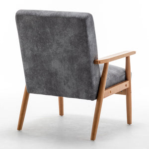 English Elm 25.38'' 25.38" Wide Classic Mid-Century Modern Arm Chair with Solid Wood Arms, Plush Foam & Microfiber Finish Grey B2735P271018