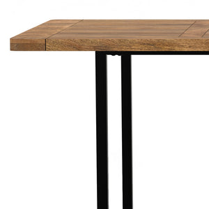 English Elm Campbell Burnt Wax Dining Table - Solid Mango Wood, Industrial Black Iron Base, 72"x36" Seating 6, Durable Finish B136P203493