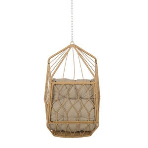 English Elm Christopher Knight Home® - TAMARA Cozy Brown Fabric Hanging Chair with 8ft Chain — Comfortable Patio Seat, Durable 32.8x25.8x15" 71694.00LTN