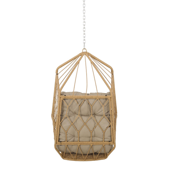 English Elm Christopher Knight Home® - TAMARA Cozy Brown Fabric Hanging Chair with 8ft Chain — Comfortable Patio Seat, Durable 32.8x25.8x15" 71694.00LTN