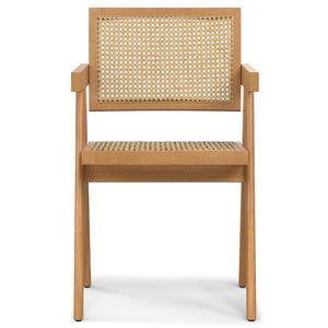 English Elm Regina Dining Armchairs Set Of 2 - Mid-Century Modern Comfort With Rattan & Beechwood Design B136P266922-GIGA