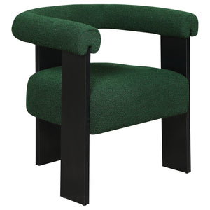 English Elm Slater Green Bouclé Upholstered Accent Chair with Dark Wood Frame, Plush Comfort and Timeless Texture B062P299951