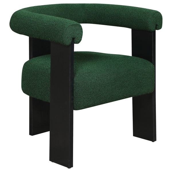 English Elm Slater Green Bouclé Upholstered Accent Chair with Dark Wood Frame, Plush Comfort and Timeless Texture B062P299951