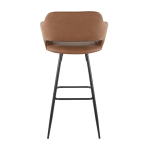 English Elm Margarite Contemporary Barstool Set Of 2 - Stylish Black Metal Legs & Brown Faux Leather Comfort B202P222397