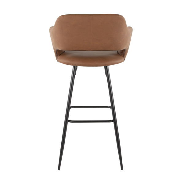 English Elm Margarite Contemporary Barstool Set Of 2 - Stylish Black Metal Legs & Brown Faux Leather Comfort B202P222397