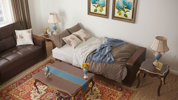 English Elm Primenest Zenaero X Convertible Loveseat With Storage - Stylish Comfort For Small Spaces, Brown Pu B030P281778-GIGA