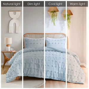 English Elm Twin/Twin Soft Clip Jacquard Comforter Set with Antimicrobial Polyester Fill, Sham Included, 68x90 B035P203264