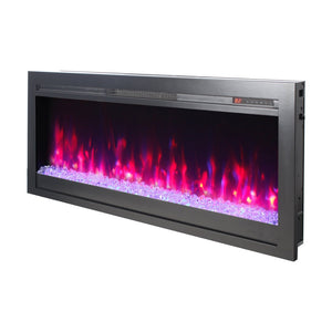 English Elm 44 Inch Recessed Electric Fireplace with Led Flame Heater and Remote for Living Rooms W1769P171421