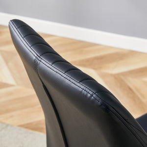 English Elm Luxury Simple Chair Set Of 4 - Elegant Black Pu Leather Dining Chairs With Stylish Silver Legs W1151P282690