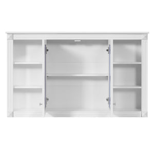 English Elm 47 Inch Wall Mounted Medicine Cabinet with Mirror Open Shelving and Adjustable Storage N710P363550K