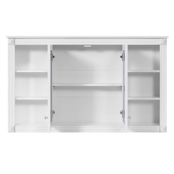 English Elm 47 Inch Wall Mounted Medicine Cabinet with Mirror Open Shelving and Adjustable Storage N710P363550K