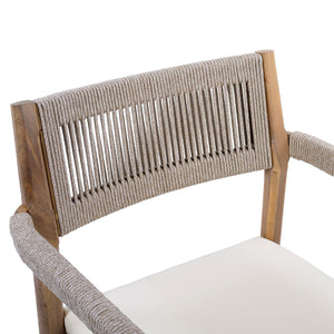 English Elm Christopher Knight Home® - Braided Acacia Wood Outdoor Dining Chairs Set Of 6 – Stylish Teak Finish, Cream Cushions & Comfort! N770P286668C006