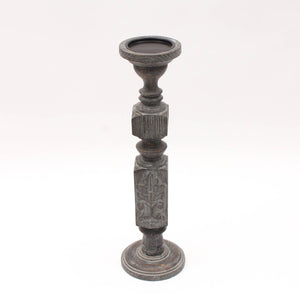 English Elm Decorative Wooden Centerpiece Candle Holder - Elegant Gray Candle Stand For Weddings & Home Décor B346P336903