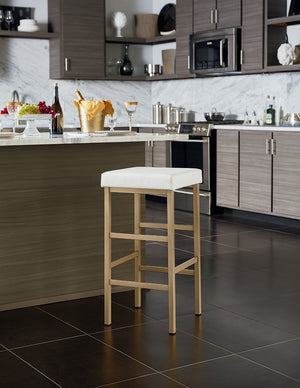 OSP Home Furnishings 30" Gold Backless Stool White