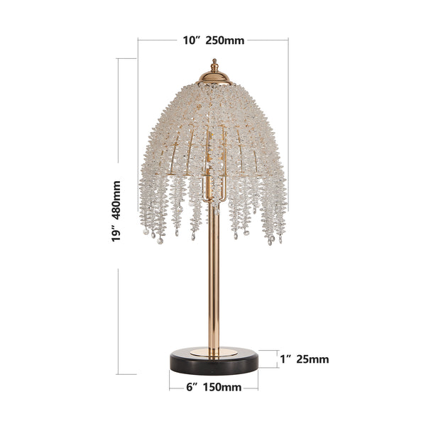 English Elm 19"(H) Elegant Crystal Table Lamp – Vintage Waterfall Design With Marble Base For Stylish Spaces W2312P368718