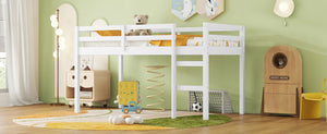 English Elm Solid Twin Loft Bed with Ladder and Reinforced Slats for Storage-Friendly, Space-Saving Bedrooms White W504P190951