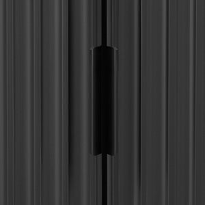 English Elm K&K 51" Fluted Kitchen Island with Waveform Panels, Drop Leaf, Rolling Cart with Towel Rack and Storage Black N707P221446B