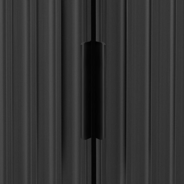 English Elm K&K 51" Fluted Kitchen Island with Waveform Panels, Drop Leaf, Rolling Cart with Towel Rack and Storage Black N707P221446B