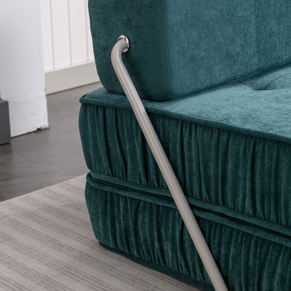 English Elm Green Chenille Floor Sofa Convertible Futon Chair with Modular Sleeping Support Green W3612P376637
