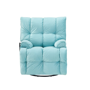 English Elm Single Teddy Upholstered Recliner Chair with Solid Wood Frame, Sponge Cushions & Phone Stand, Adjustable Back to 150° Cyan W1278P212865