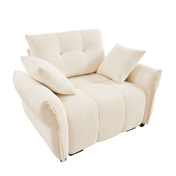 English Elm 47" Ergonomic Single Seater Sofa with Chenille Upholstery, High-Resilience Cushions & Modern Flair Beige W714S01131
