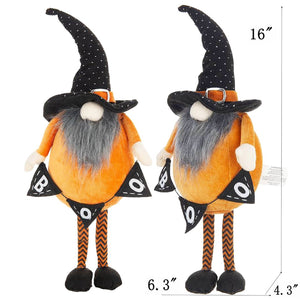 English Elm Set Of 2 Handcrafted Halloween Gnomes - Vibrant Orange & Black With "B-O-O" Banner For Decor W2078P237634-GIGA