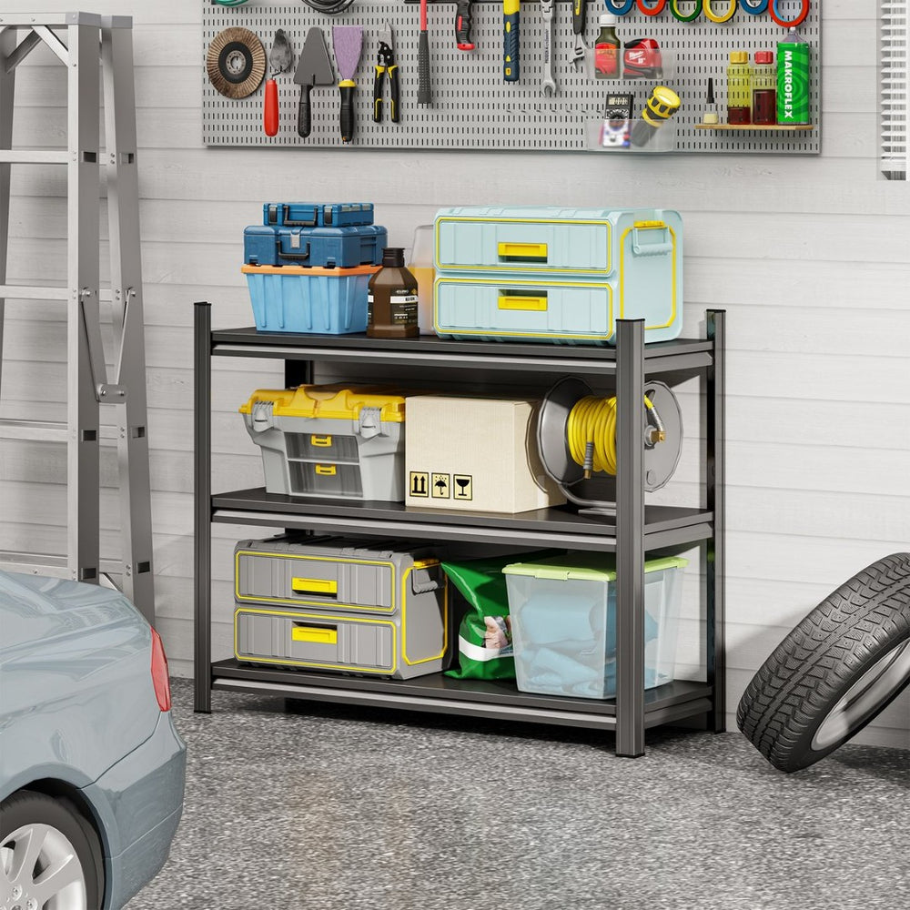 English Elm 3-layer Metal Shelving Unit Heavy Duty Open Tiers Adjustable for Garage or Kitchen W1831P338411