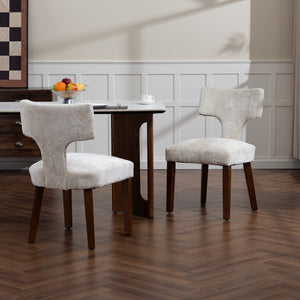 English Elm Mid Mid Century Modern Dining Chairs Set of 2 Upholstered Linen Accent Chairs with Solid Wood Frame, Ergonomic Support and Nailhead Trim Beige W794P335667