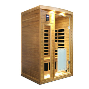 English Elm Low Emf Two Person Far Infrared Sauna with Cedar Wood Bluetooth Audio and Led Lighting W632S00024