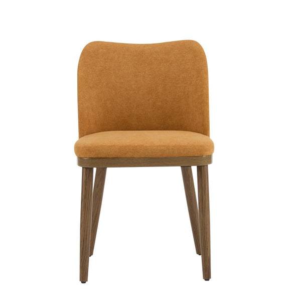 English Elm Dining Chair Set of 2 Mid-century Walnut Wood Frame Upholstered Seat and Back Ginger N771P237036R