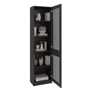 English Elm Surry Tall Bookcase with Fluted Doors Five Shelves Dark Wengue Modern Storage B097P481230