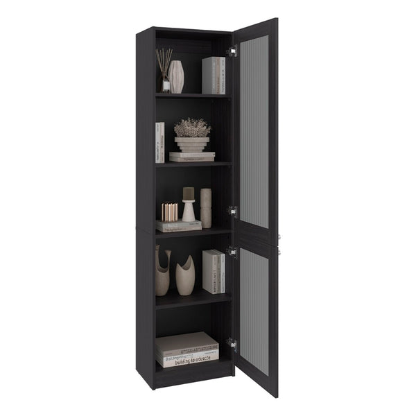 English Elm Surry Tall Bookcase with Fluted Doors Five Shelves Dark Wengue Modern Storage B097P481230