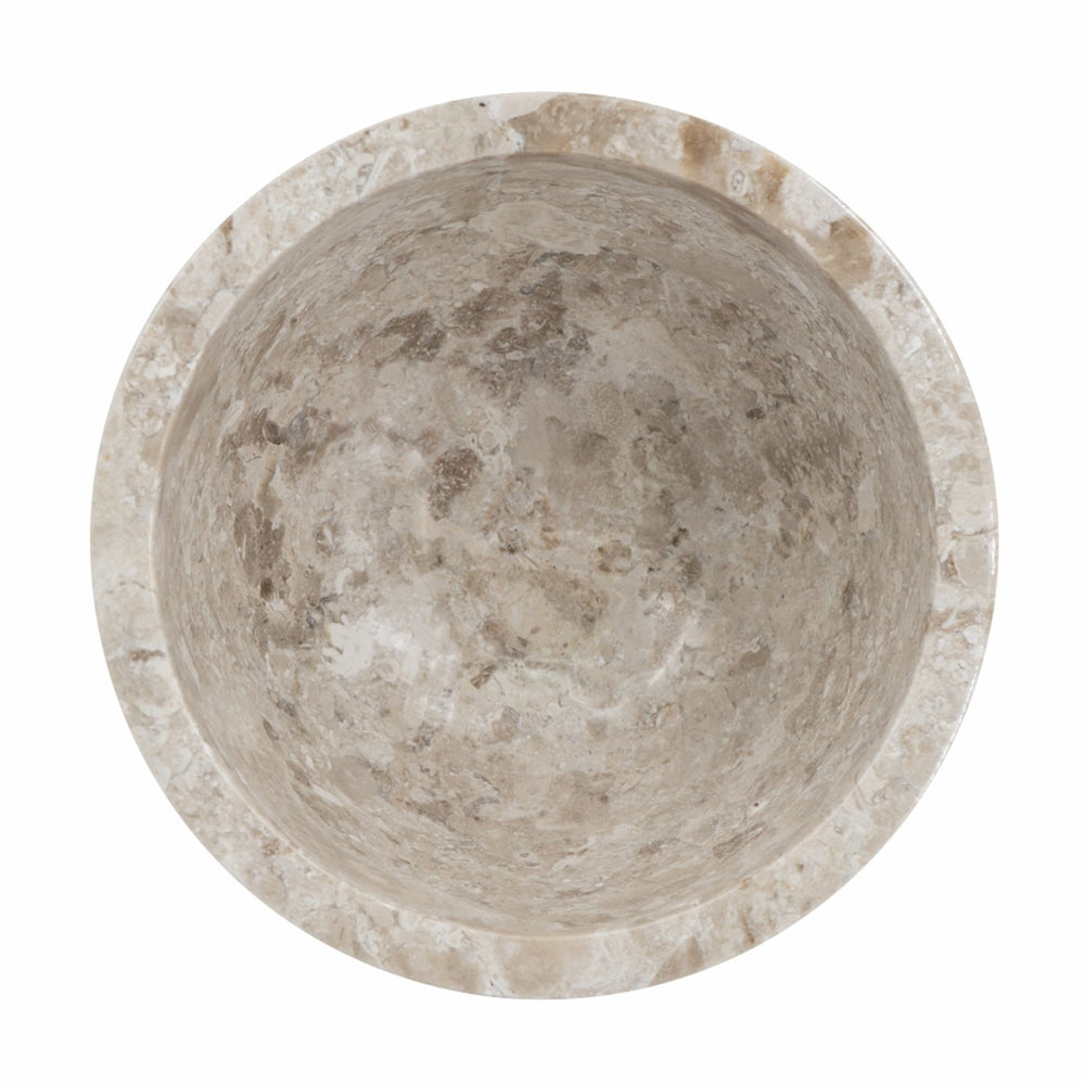 English Elm D6x6" Round Marble Pedestal Bowl Cream — Sculpted Ceramic Centerpiece, Timeless Organic Décor Accent, Tabletop Statement Piece W2078P358648