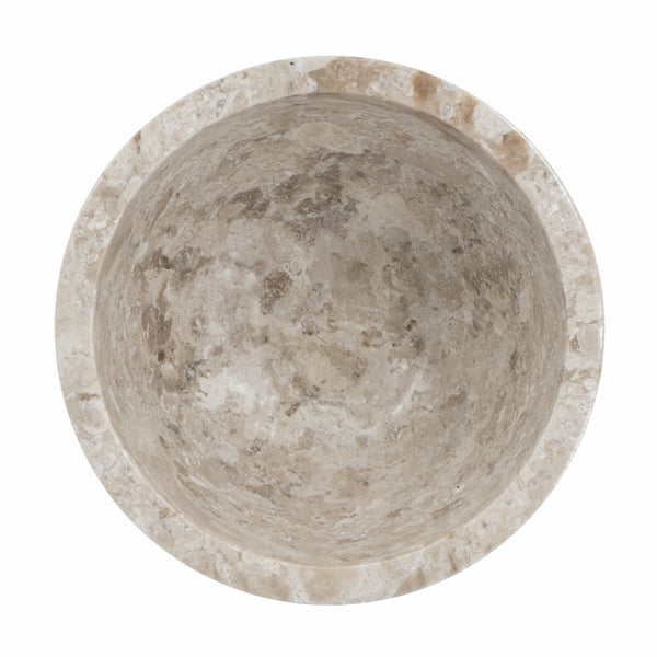 English Elm D6x6" Round Marble Pedestal Bowl Cream — Sculpted Ceramic Centerpiece, Timeless Organic Décor Accent, Tabletop Statement Piece W2078P358648