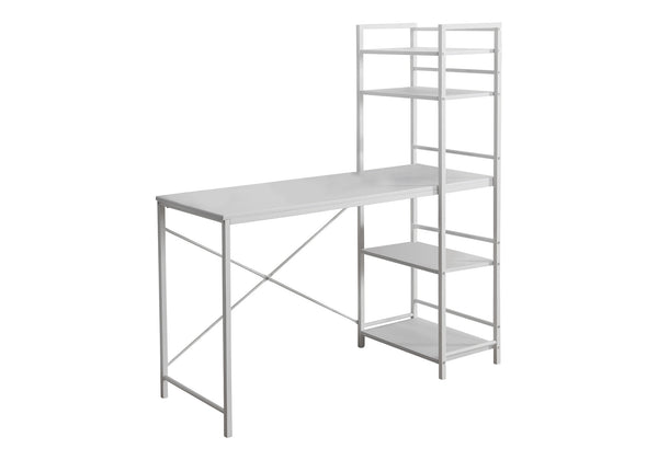 English Elm Computer compact 30" Desk with Durable Laminate Top and Metal Frame for Small Home Office Use White 57 L x 21 W x 6 H B2710P219632