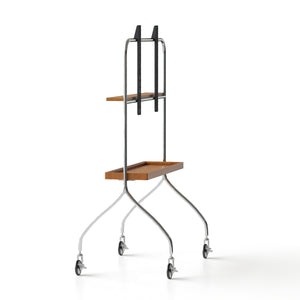 English Elm Walk 360° Movable TV Stand Antique Finish with Metal & Wood Shelves, Fits 43–70" TVs, 200lb Load Black Brown W3318P305324