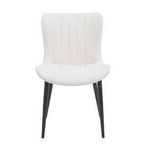 English Elm Set of 2 Dining Chairs with Thick Cushions and PU Leather Upholstery — Modern Sturdy Iron Frames for Home & Restaurant Seating Black,Cream White N842P300557K