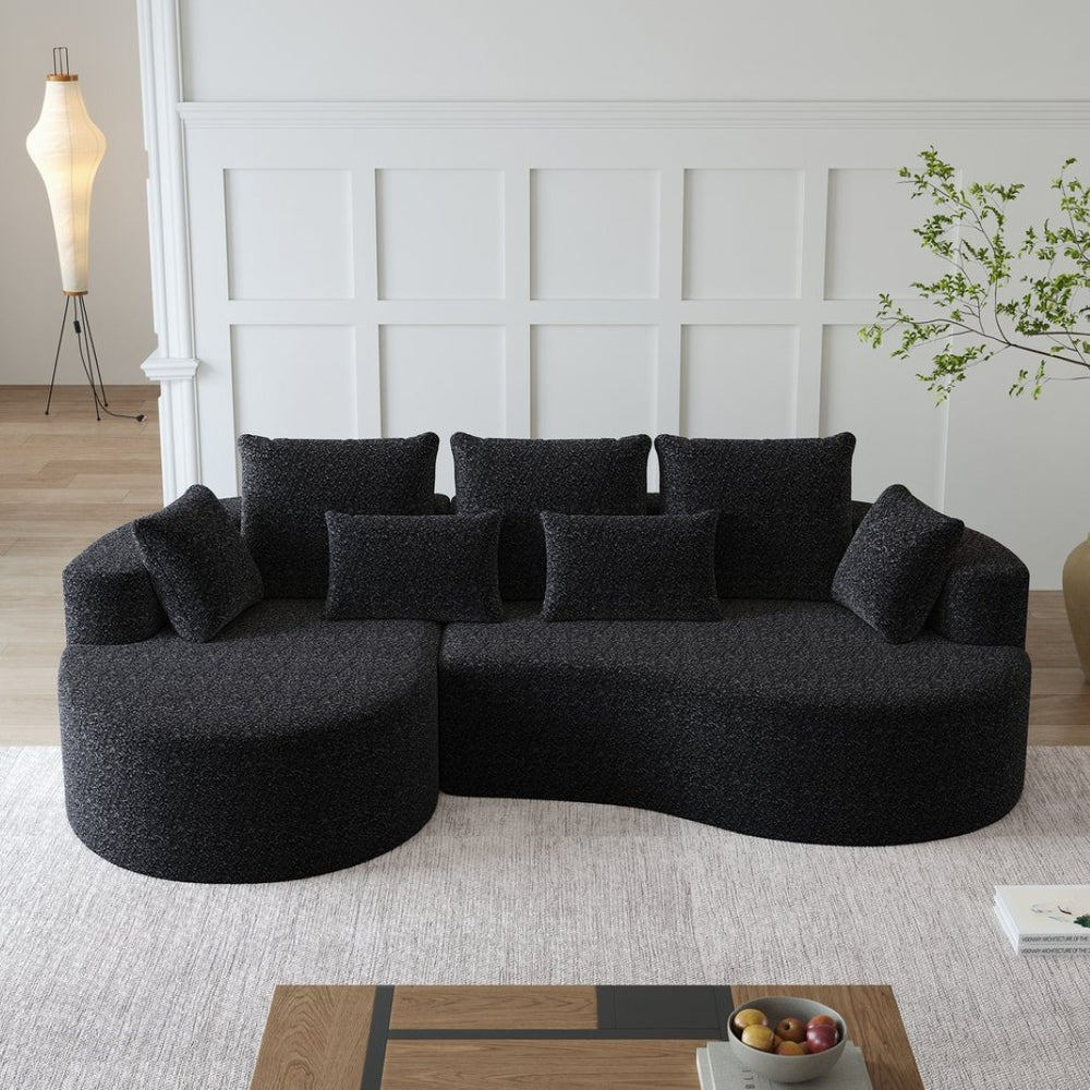 English Elm Modern Chenille Cloud Sectional Sofa with Deep Cushions and 7 Pillows for Living Room W834S00485