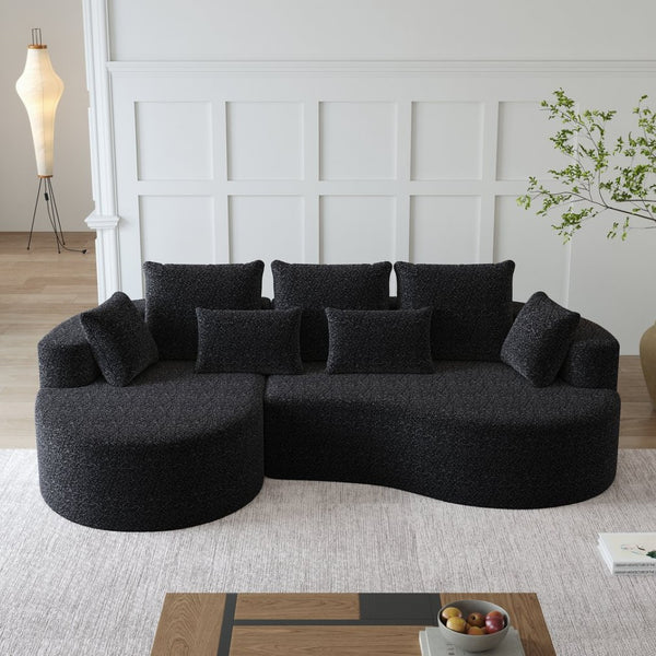 English Elm Modern Chenille Cloud Sectional Sofa with Deep Cushions and 7 Pillows for Living Room W834S00485