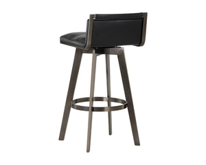 Sunpan Arizona Swivel Barstool - Stylish Art Deco Design with Antique Brass Finish and 360-Degree Comfort Castillo Black