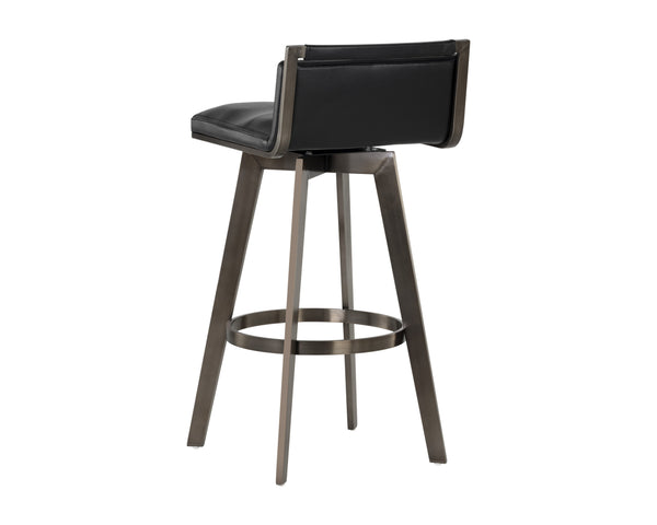 Sunpan Arizona Swivel Barstool - Stylish Art Deco Design with Antique Brass Finish and 360-Degree Comfort Castillo Black