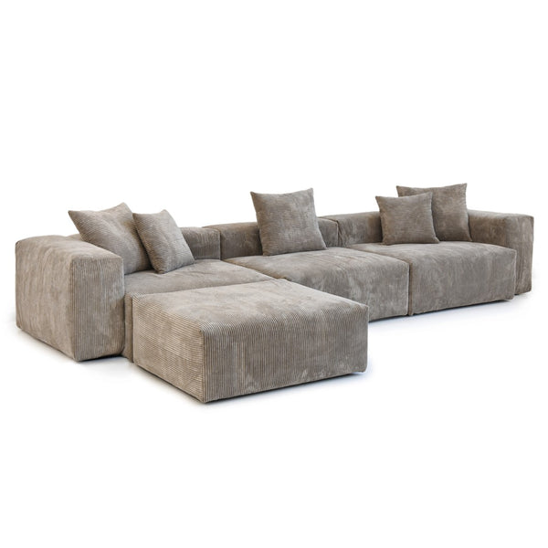 English Elm Pixel Modern Modular Sofa – Versatile L-Shaped 4-Seater Corduroy Comfort For Family Spaces B341S00025-GIGA