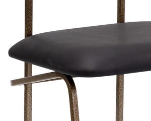 Sunpan GIBBONS Dining Chair - Artisan-Made Antique Brass Frame & Charcoal Black Leather for Modern Elegance 110368