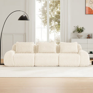 English Elm 114" Modular Cloud Sectional Sofa Flannelette Upholstery Deep Seat Living Room Couch Cream W714S01518