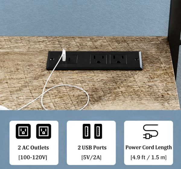 English Elm Convenient Matte Black Bakers Rack with Power Outlets Usb Ports and Open Shelving T3971P429702