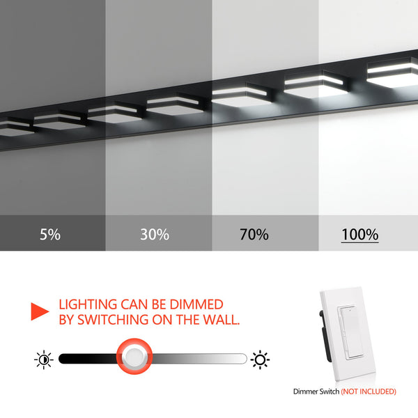 English Elm Modern Black Led Vanity Light - 8-Light Wall Sconce For Bathrooms, Energy-Efficient & Easy Install W2312P374918