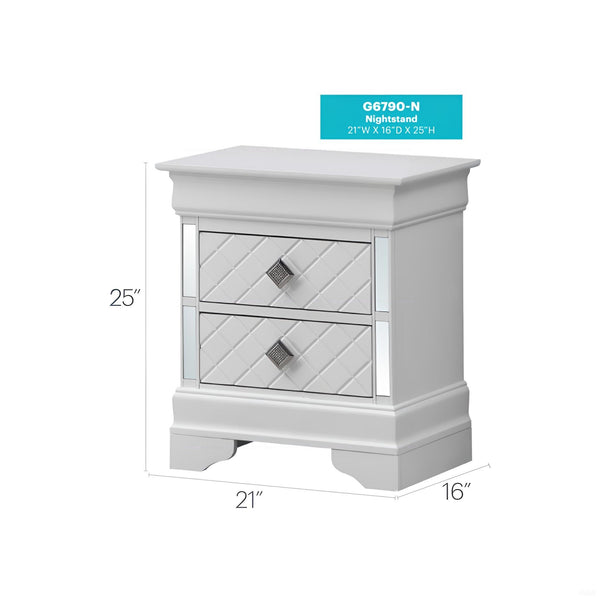 English Elm Sophisticated Champagne Nightstand with Two Drawers, 24"H x 21"W x 16"D, Fully Assembled, Durable Transitional Design B078108390