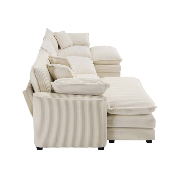 English Elm Oversized Modular Cushion Sofa: Luxurious U-Shaped Sectional With Custom Ottomans For Ultimate Comfort W714S00778-GIGA